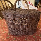 Antique Brown Wicker Sewing Basket W  Lid   Handles  Solid  12 X 9 X 10 In