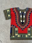 Handmade Mens Dashiki Shirt African Hippie Vintage Red Tribal Blouse Sz M