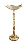 Antique Cast Iron Birdbath 22  Tall With Iron Bird