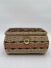 Vintage Wicker Sewing Basket With Tray And 21 Rolls Of Thread   