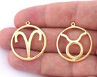 Horoscope Charms Astrological Zodiac Signs Symbols shiny Gold Plated 5020-5031