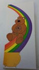 Vintage Happy Birthday Greeting Card   Envelope  Cute Bear   Baby Bear Rainbow