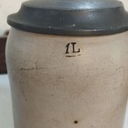 Stoneware Breweriana Beer Stein Mug W  Hinged Pewter Lid  Marked 1l