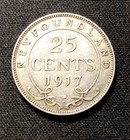 1917 C Newfoundland Silver  25 Cents  Enn Coins