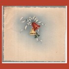 Christmas Card Vintage Angels Ringing Bells Winter Church Scene 1940s 1950s