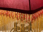 Vtg Victorian Art Deco Style Lamp Shade Red Gold Beaded Long Fringe Square 10 5   