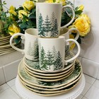 Eli ana Spectrum Evergreen Forest Woods Christmas Dinner Salad Plate   Mug Set