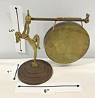 Antique Art Deco Figurine Nude Standing Woman  With Brass Gong 6 5 x 8  X4 