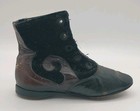Antique Velvet   Two-tone Leather Child s Shoe Only One Prop Craft Display 