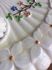 Antique Vintage 3 Bulb Porcelain Ceiling Mount Light Fixture Floral Accents Orig