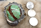 Vintage Native American Indian Large Green Turquoise Sterling Silver Bracelet