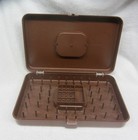 Vintage Wil-hold Sewing Thread Caddy Box Case Brown Lot 35 Wooden Spools Usa