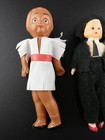 Vintage Celluloid Strung Doll Lot Japan Indian  Checkered Dress Girl  Boy Suit