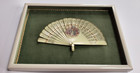 Vtg Romantic French Country Framed Velvet W  Celluloid Victorian Couple Hand Fan