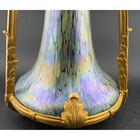 Antique Art Nouveau  Iridescent Art Glass Vase  Gilt Bronze  Mounted Oil Spot
