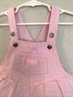 Vintage Baby Oshkosh Bgosh Sz 12 Mo Pink   White Striped Bubble Romper Overalls