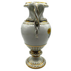 Antique German Meissen Dresden Porcelain Schlangenvase Snake Handle Floral Vase
