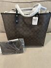 Coach City Tote Signature Brown black With Matching Wristlet
