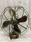 Antique Ge Brass Plated 4 Blade 3 Speed Metal Fan Oscillator Fan 16  