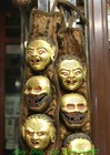 28 3   Old Tibet Bronze Gold Painting Exorcism Buddha Devil Skull Head Garland