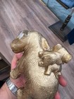 Vintage Gold Elephant Family Figurine - Mother   Baby - Resin Statue Decorative 