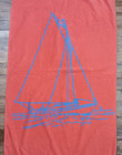 Vintage Ralph Lauren Sail Boat Beach Pool Towel Salmon Blue 59  X 33  Cotton