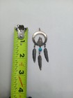 Sterling Silver Navajo Style Turquoise Wolf Dangle Pendant