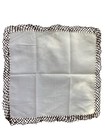Vintage  1950 s  White Cotton Hankie With Brown Tatted Edge  as Is   H443