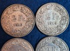 Lot 7 Swiss Silver Coins 2 Franc 1910 1914 1920 1936 1944 1964 Fineness  835