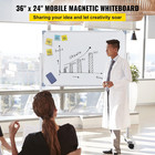 Mobile Magnetic Whiteboard  36 X 24 Inch  Double Sided  360 Degree Reversible Ro