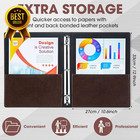2 Pcs Leather 3 Ring Binder Hardback 1 Inch brown