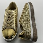 Gold Glitter Platform Tennis Shoes Sparkly Lightweight Casual Comfort Sz 8