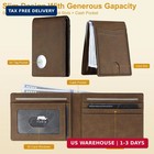Airtag Men s Tactical Leather Wallet Rfid Slim Bifold Front Pocket Card Case New