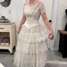 Women s Xxs Gown White Nylon Chiffon Tiered Full Skirted Vintage 1960s Bridal
