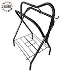 Folding Saddle Rack Black Metal  Packs Freestanding Horse Saddle Stand
