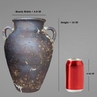 Rustic 10  Black Pottery Vase - Vintage Weathered Terracotta  Handmade Antique C