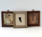 3 Framed Prints Children Bathing Signed Silhouette Painting 6x7 Wood Frames Vtg