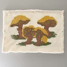 Vintage 70s Mushroom Garden Boho Hang Up Latch Hook Rug Wall Hanging Mcm