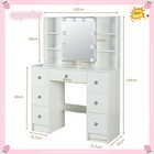 Hollywood Makeup Desk Vanity 7 Drawers Dressing Table Set W  Led Lights Mirror