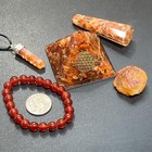 Chakra Orgone Pyramid Gift Set  5 Pieces  Red Carnelian Crystal Resin Reiki