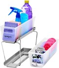 Mini 2-tier Organizer Multi-purpose Slide-out Storage W  Handles   Dividers Home
