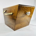Vtg Mcm Recipe Index Box Unique Wooden Mechanical Wedge Dividers Cantilever