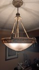 Vintage Art Deco Chandelier      Ceiling Light Fixture 20 In Round  Hangs 36 In