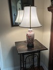 Antique Chinoiserie Oriental Asian Porcelain Orange   White Vase  Lamp