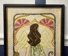 Vintage 1970s Crewel Astrology Embroidery Art Zodiac Virgo Framed 15    X 12 