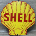 Vintage Shell Gasoline Porcelain Sign Gas Station Pump Plate Motor Oil Service