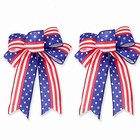 2 Pack 4th Of July Decor Bow For Wreath Red White Stripe Stars Tree Topper Blue