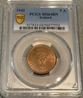 1942 Iceland 5 Aurar  Pcgs Ms 64 Bn   top Pop 1 0   Choice Original W  Pq Appeal