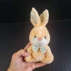 Vintage Dan Dee Imports 1979 Peach Stuffed 8  Bunny Rabbit Floral Bow Tie Ears