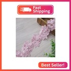 2 Yards 3d Flower Lace Trim Pearl Embroidered Polyester Lace Ribbon Fabric Appli